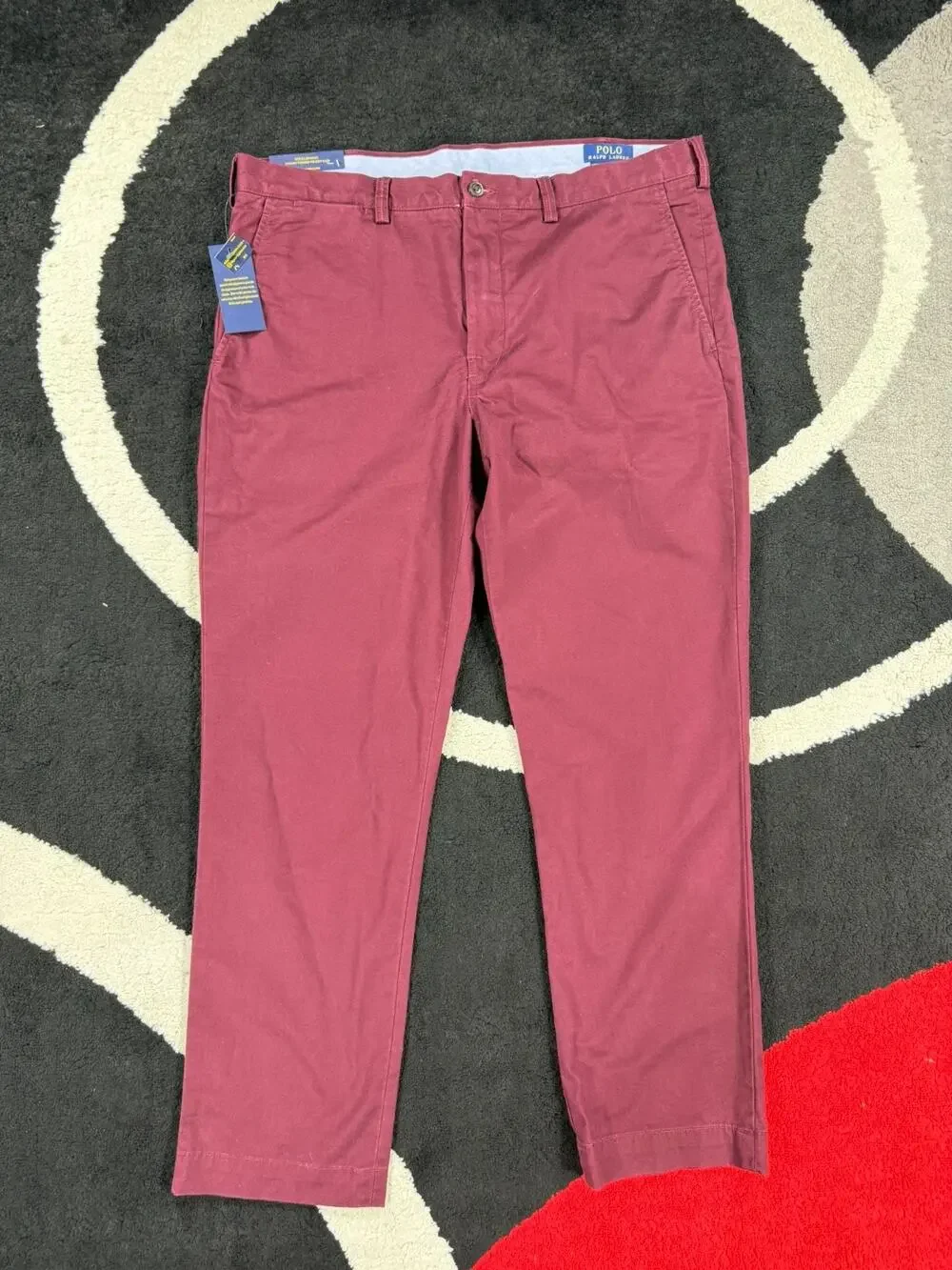 Polo Ralph Lauren Pants Mens 36x30 Burgandy Chino Casual Cotton Preppy Stretch